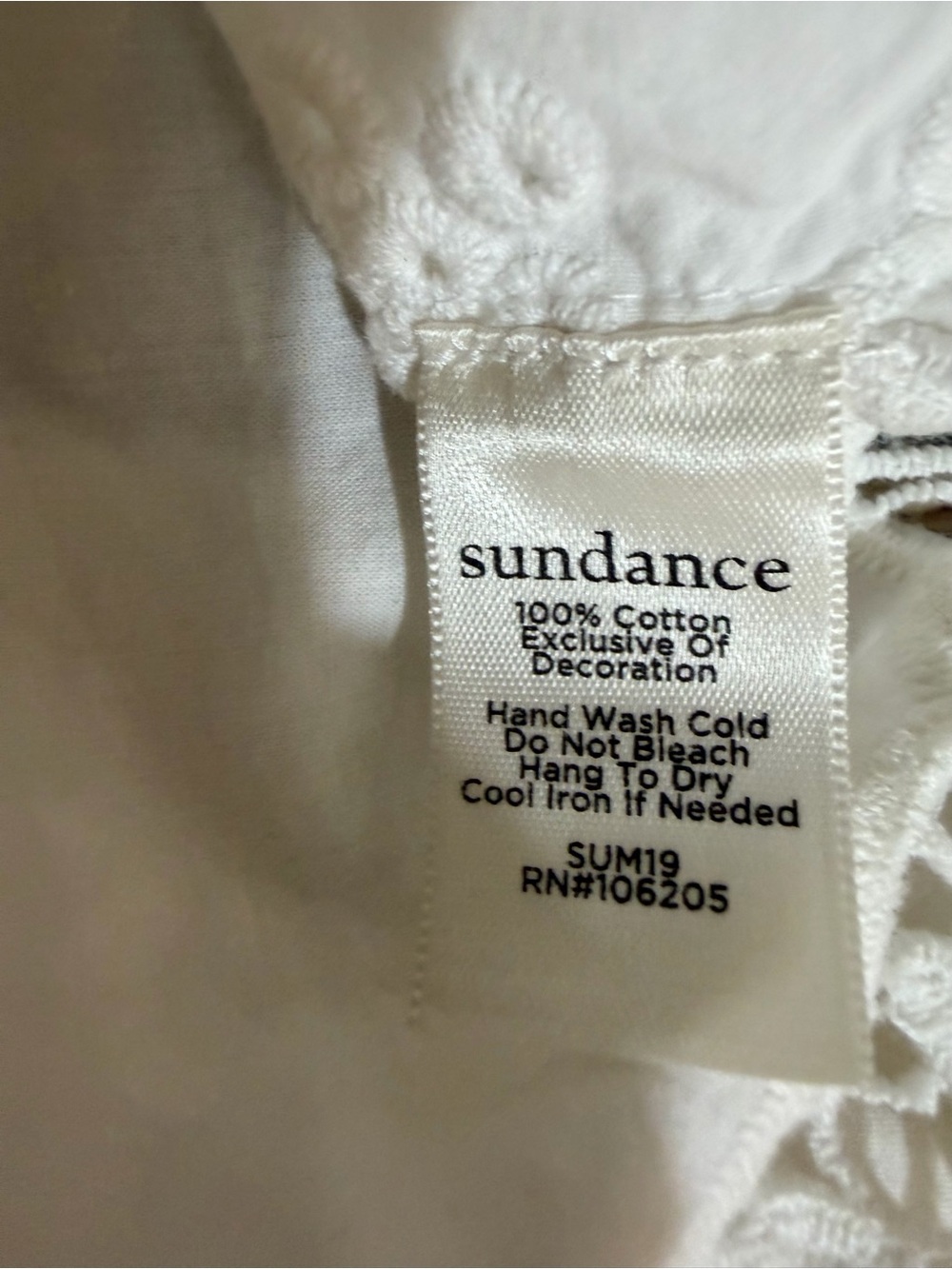 Sundance Petite XS White Cotton Eyelet Lace Blouse Boho Peasant Romantic Top - Picture 12 of 12